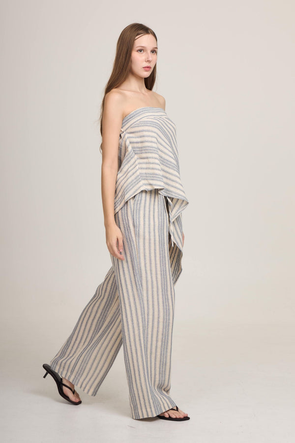 Cassa Linen Pants – Wide-leg freesize pants in White, Beige, Navy and Striped – Eli&Co Chiang Mai