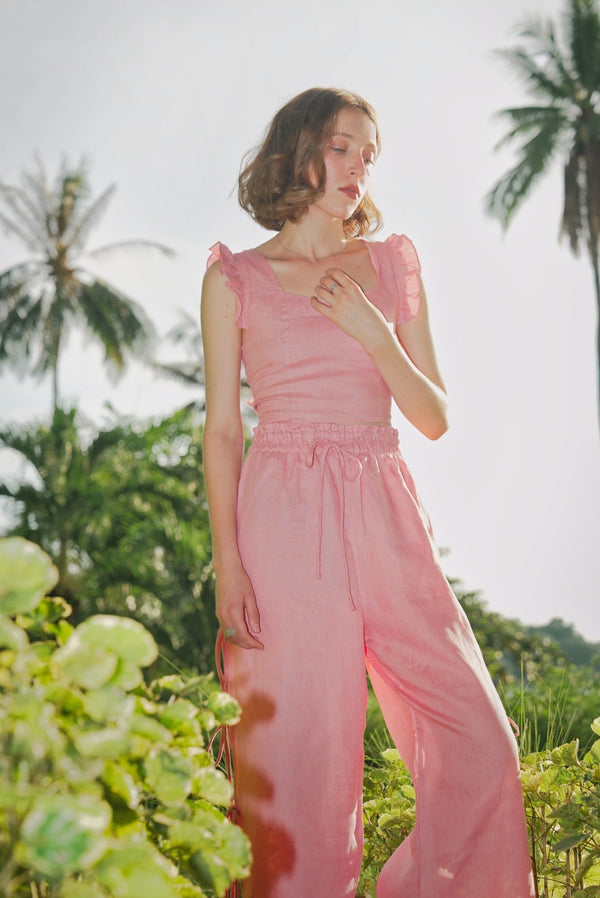 Coral Linen Tank Top – Linen tank top in Pink, Beige and White – Eli&Co Chiang Mai