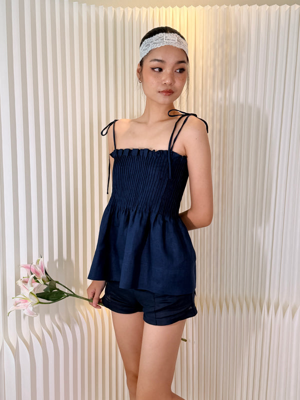 Pine Linen Tank Top – Minimalist tank top in White, Beige and Navy – Eli&Co Chiang Mai