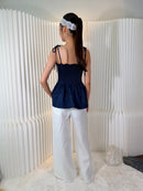 Pine Linen Tank Top – Minimalist tank top in White, Beige and Navy – Eli&Co Chiang Mai