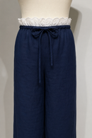 Bow Tie Linen Trousers – Wide-leg trousers with bow waist in White and Beige – Eli&Co Chiang Mai