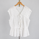 Daisy Tie-Front Top — Crinkled White / Cotton — front view