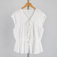 Daisy Tie-Front Top — Crinkled White / Cotton — front view
