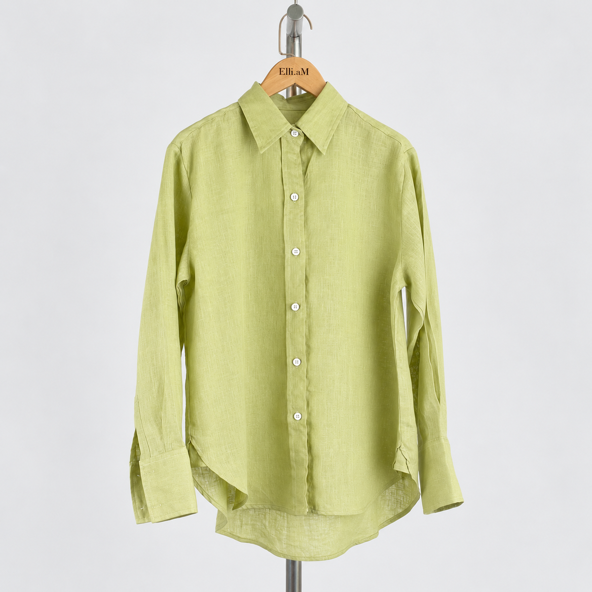 Elise Shirt — Green / Linen — front view