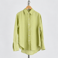 Elise Shirt — Green / Linen — front view