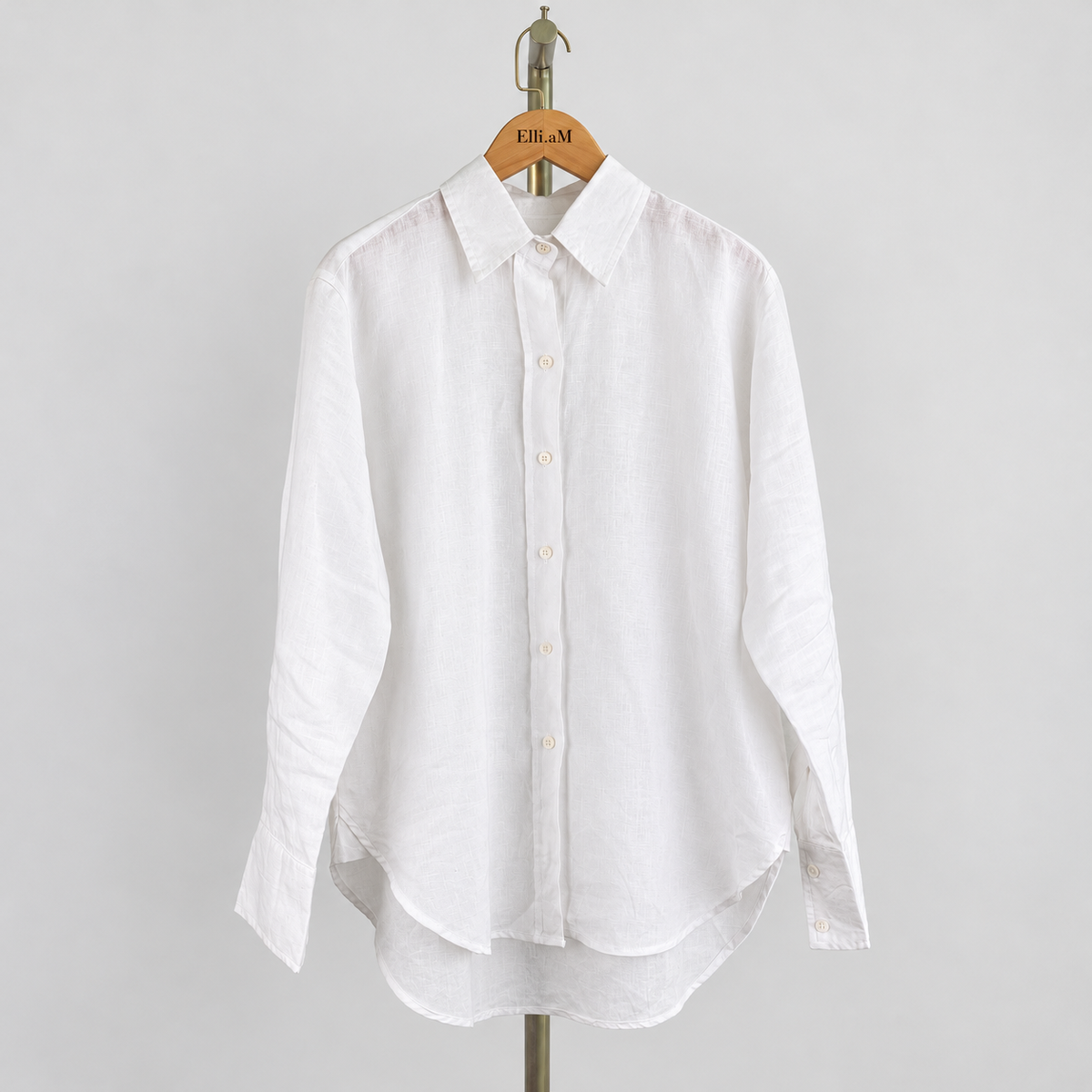 Elise Shirt — White / Linen — front view