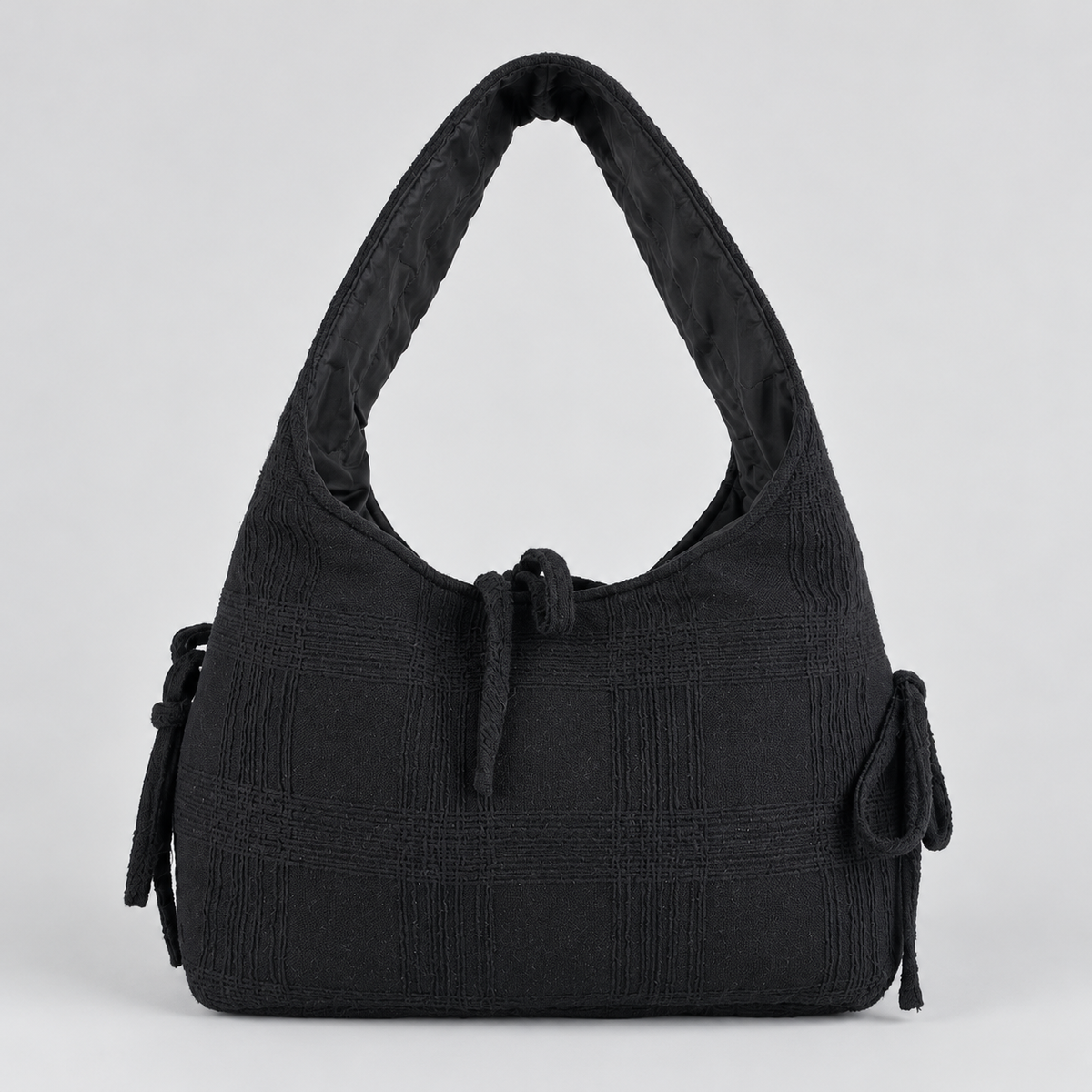 Mila Shoulder Bag — Black / Cotton — front view