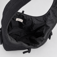 Mila Shoulder Bag — Black / Cotton — inside and lining