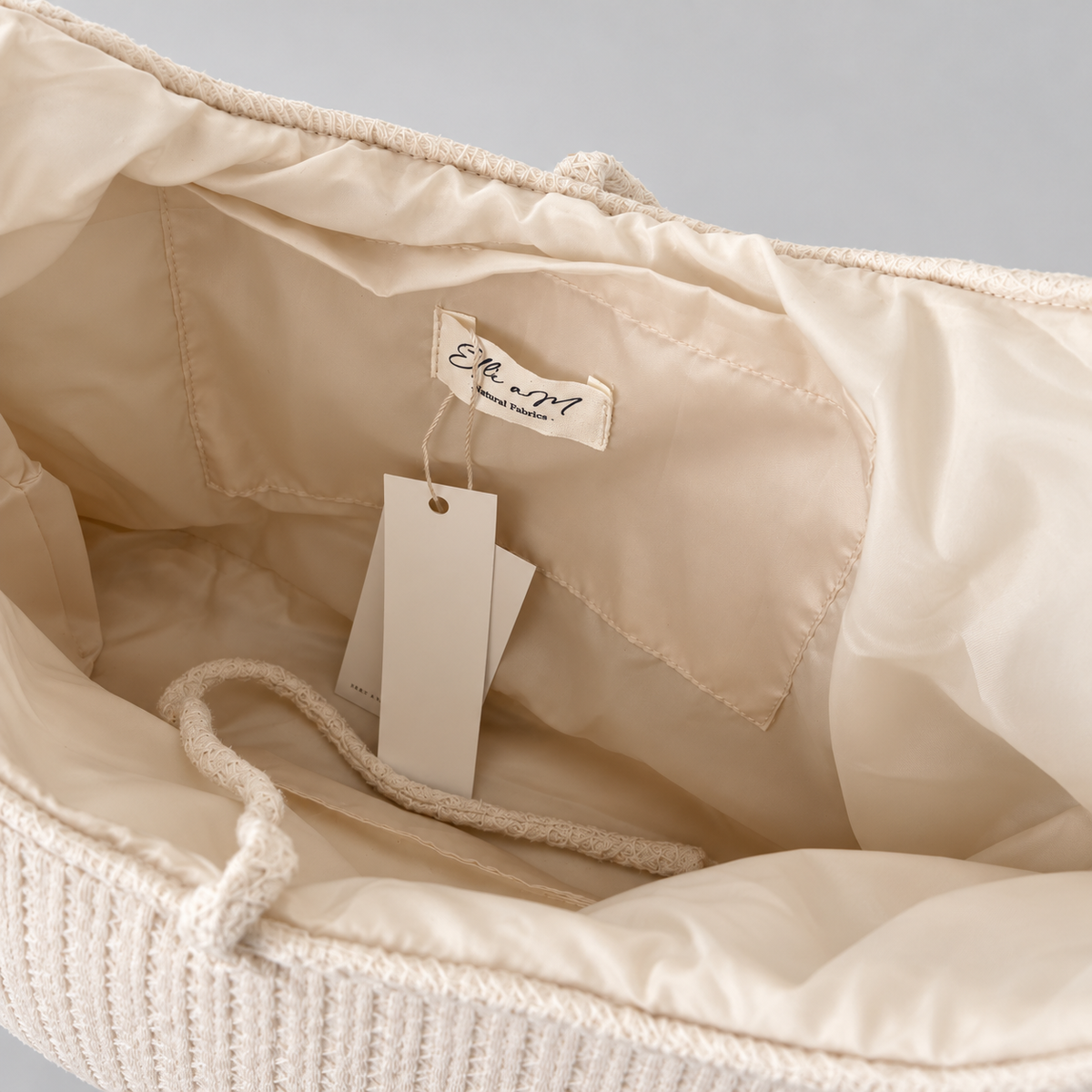 Mila Shoulder Bag — Cream / Cotton — inside and lining