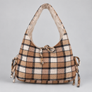 Mila Shoulder Bag — Brown Check / Cotton — front view
