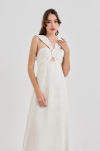 Viernes Cotton Dress – Knotted front striped midi dress – Eli&Co Chiang Mai